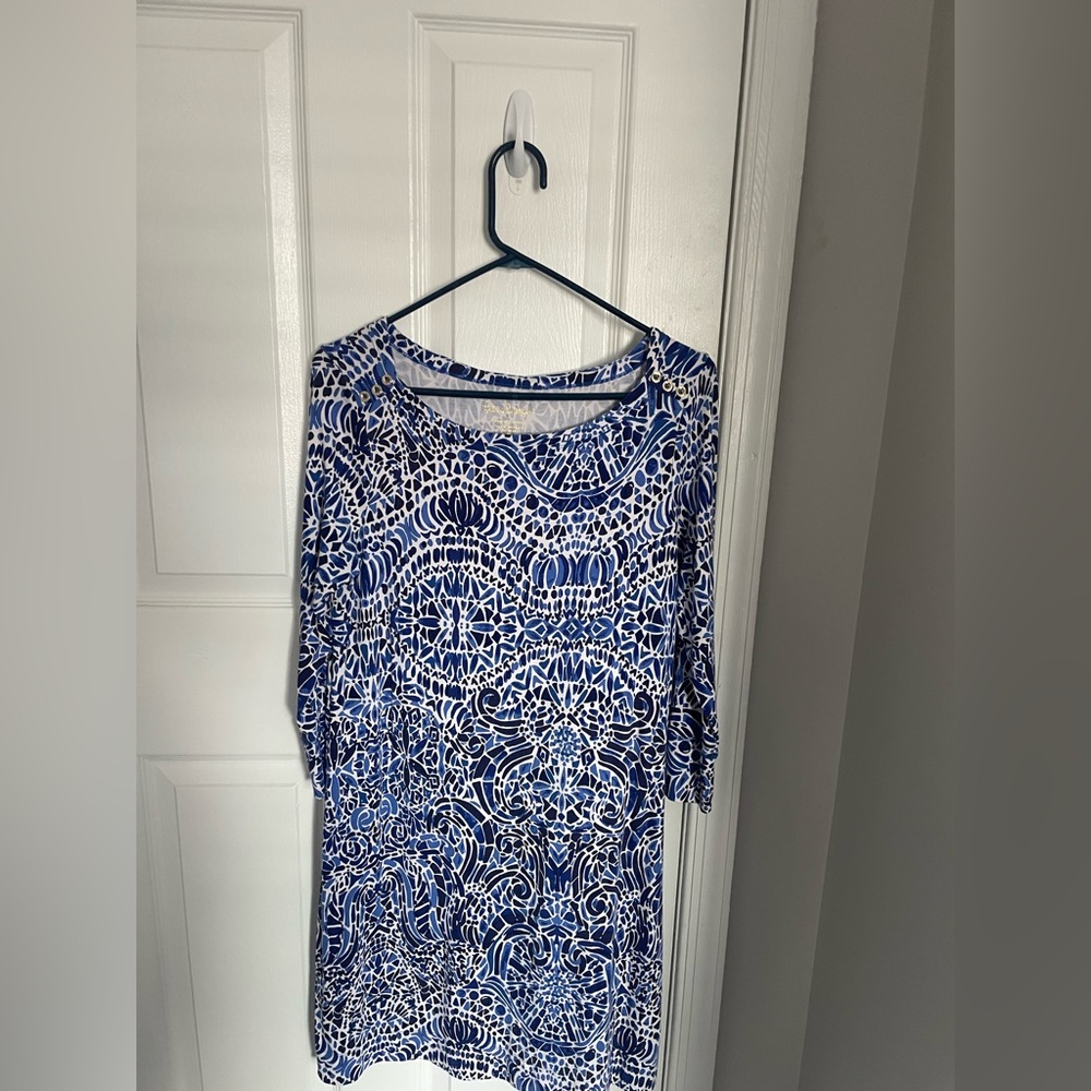 Lilly Pulitzer Blue and White Abstract Dress